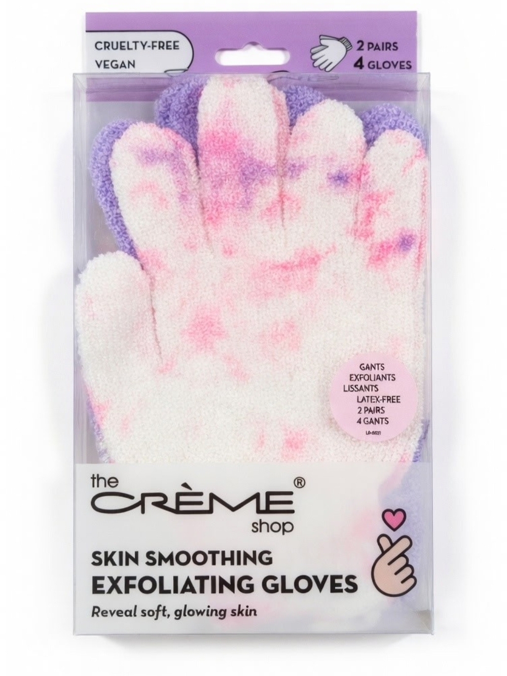 The Crème Shop Skin Smoothing Exfoliating Gloves - Pink & Purple
